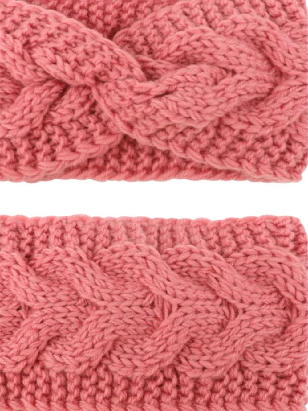 Cozy Cable Knit Headbands in Pink and Gray Women’s one size L391